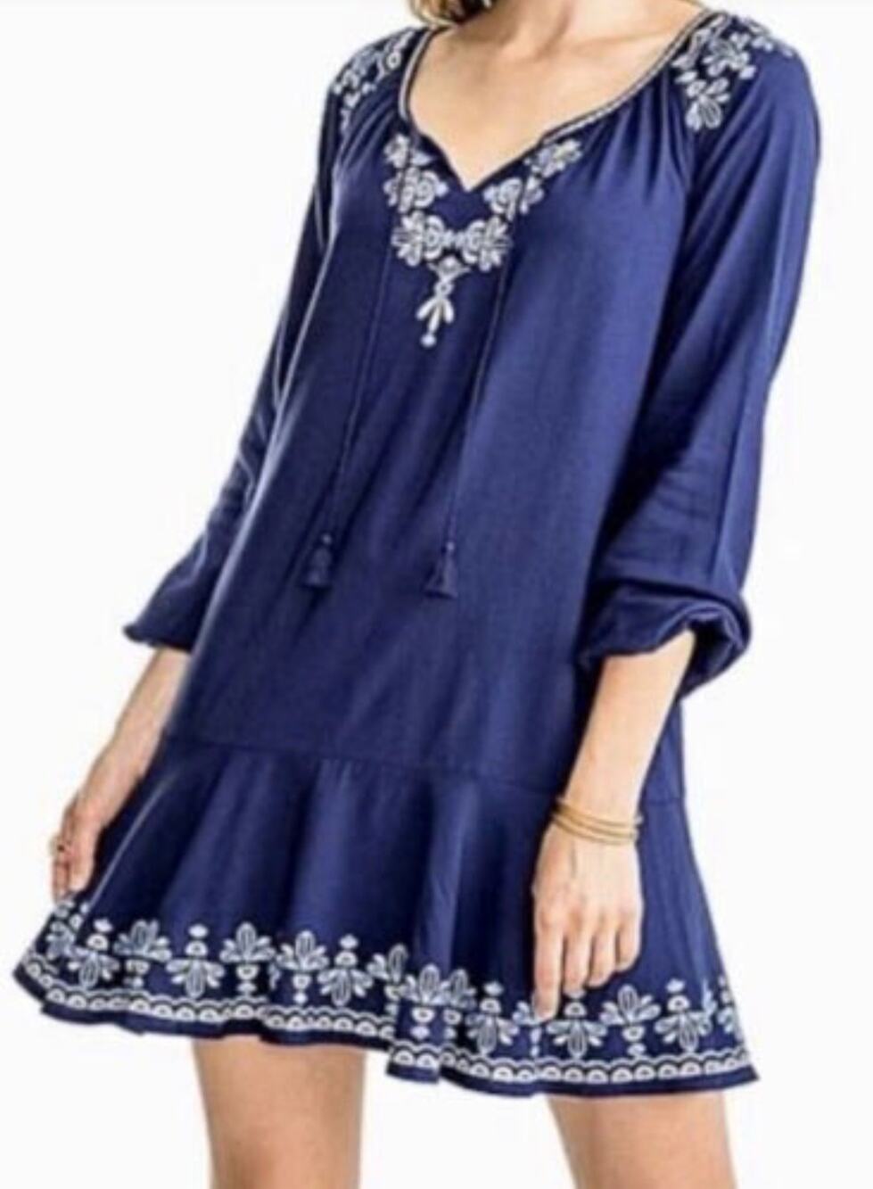 Southern Tide Lydia Embroidered Dress Women S Blue Night XS S M Boho